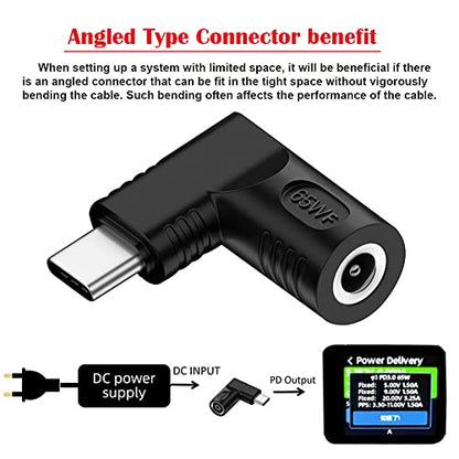 DC Jack 5.5x2.5mm Input to USB-C Type-C Angled 90 Degree Power Plug Charge Adapter for Laptop Phone - style: 5.5x2.5mm