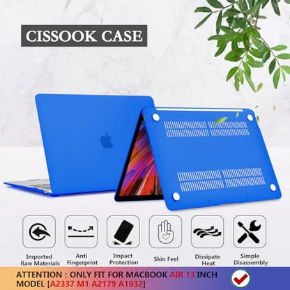 CISSOOK Matte Blue Compatible with MacBook Air 13 inch Case A2337 M1 A2179 A1932 Model 2021 2020-2018 Release, Plastic Hard Shell Cover with Keyboard Cover for Mac Air 13.3" with Touch ID, Blue - color: Air13inch-Frosted Blue