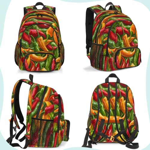 Vegetables Laptop Backpack for Women Men, 18.3 Inch Travel Work Backpacks, Chili Peppers Waterproof Computer Casual Daypack Nurse Teacher Bags - color: Multicolor 20