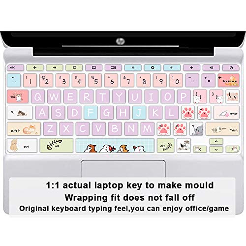 English Silicone Keyboard Cover for HP Chromebook 14-db 14-ca 14-ak Series/Chromebook 14 G2 G3 G4 G5 / Chromebook 11 x360 11.6/ Chromebook 11 G2 G3 G4 G5 G6 EE G7 EE 11.6,Little Cat - color: Little Cat
