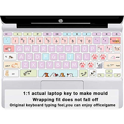 English Silicone Keyboard Cover for HP Chromebook 14-db 14-ca 14-ak Series/Chromebook 14 G2 G3 G4 G5 / Chromebook 11 x360 11.6/ Chromebook 11 G2 G3 G4 G5 G6 EE G7 EE 11.6,Little Cat - color: Little Cat