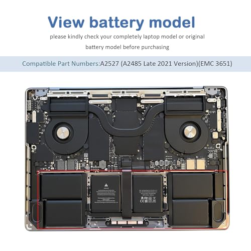 Fancy Buying A2485 A2527 Laptop Battery for Apple MacBook Pro 16 inch A2485 (Late 2021) EMC3651, EMC3651 MK1E3LL/A MK183LL/A MK1F3LL/A MK193LL/A MK1H3LL/A MK1A3LL/A - size: 11.97*3.58*0.33inch A2527