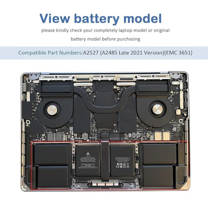 Fancy Buying A2485 A2527 Laptop Battery for Apple MacBook Pro 16 inch A2485 (Late 2021) EMC3651, EMC3651 MK1E3LL/A MK183LL/A MK1F3LL/A MK193LL/A MK1H3LL/A MK1A3LL/A - size: 11.97*3.58*0.33inch A2527