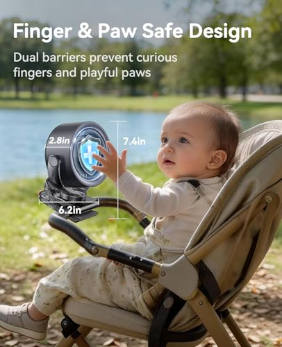 KIMMOO 4000mAh Rechargeable Portable Clip on Fan-100-Speed Touch Control, LED Display, 360° Rotate Quiet Turbo Desk Fan, Small Battery Operated USB Fan for Stroller Bed Travel Camping Golf Gym (Black) - color: Black