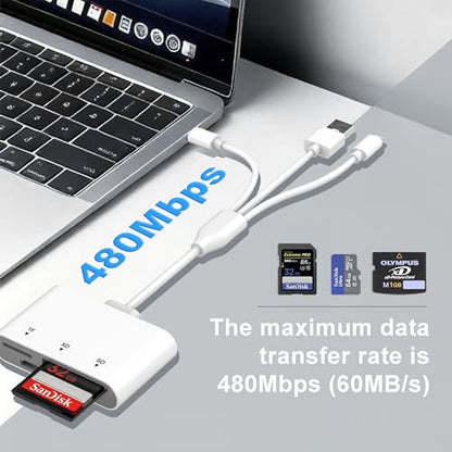 3-in-1 SD Card Reader for iPhone with Lightning/USB-C/USB-A - XD,SD,MicroSD Memory Card Adapter up to 2TB, Compatible with iPhone 16/15/14, iPad, Android, MacBook,PC,Camera & Drone
