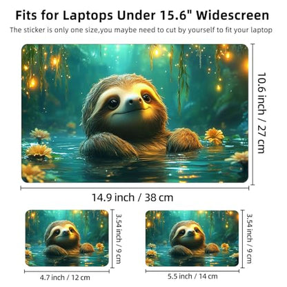 Aesthetic Laptop Skin Cover,12-15.6 Inch Universal Vinyl Sticker Decal,Waterproof Scratch-Resistant Notebook Wrap,Removable Residue-Free Protector,Sloth Forest Glow - color: Sloth Forest Glow