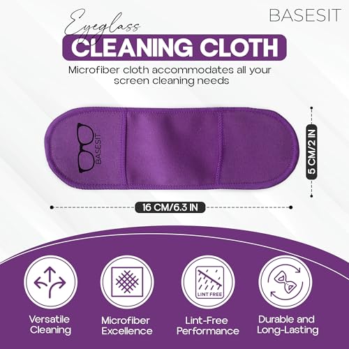 Finger Grip Eyeglass Cleaner (4 Pack) – Premium Microfiber Glasses Cleaning Cloth for Eyeglasses, Sunglasses, Phone Screen & Camera Lens (Orange/Purple) - color: Orange/Purple