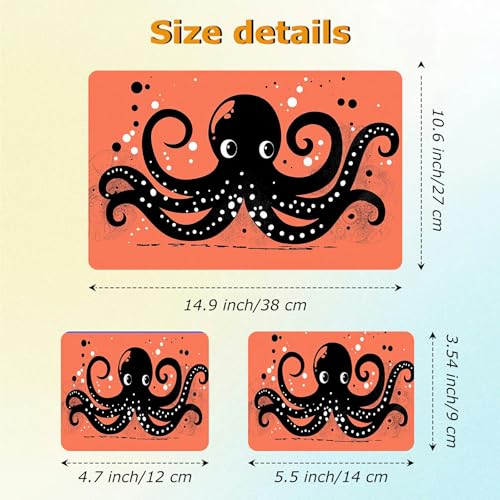 Universal Laptop Skin Sticker with 2 Wrist Pad Decals, 3-Piece Removable Vinyl Laptop Cover, Cute Octopus Waterproof Anti-Scratch, Easy-Trim Fit for 13.3" 14" 15.6" Laptops - color: Cute Octopus
