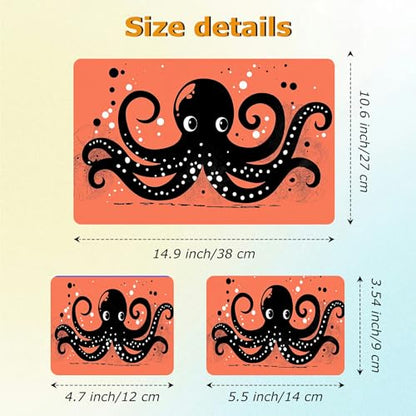 Universal Laptop Skin Sticker with 2 Wrist Pad Decals, 3-Piece Removable Vinyl Laptop Cover, Cute Octopus Waterproof Anti-Scratch, Easy-Trim Fit for 13.3" 14" 15.6" Laptops - color: Cute Octopus