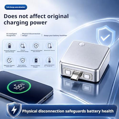 140W Smart Auto Stop Charging Adapter AI Auto Power Off Fast Charging Adapter Physical Disconnect Battery Guard Anti-Overcharge Safety Bridge for USB C Cable Phone Laptop