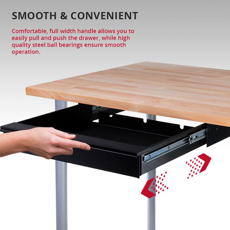 Penn Elcom Under Desk Laptop Drawer, Lockable, for 17” Laptops - Premium Sliding Security Drawers - Model EX-6201B - color: Black - 18.9" X 17.56" X 3.15" (17" Laptop)