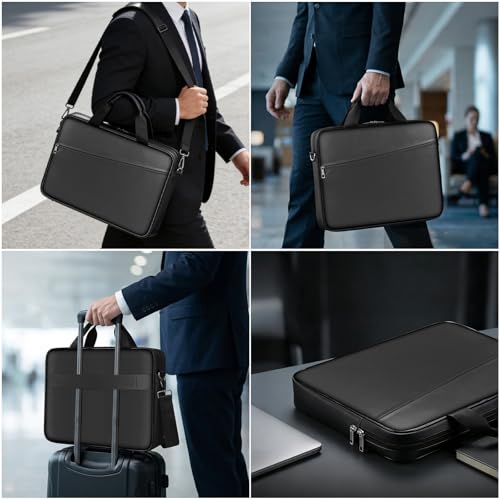 ENGPOW Laptop Bag,Fireproof 15.6 inch Messenger Bag,Protects Laptop&Tablet | Fire＆Water Resistant, Computer Safe Bag Carrying Case with Shoulder Strap＆Handle,Dual Zipper,for Home Office Travel, Black
