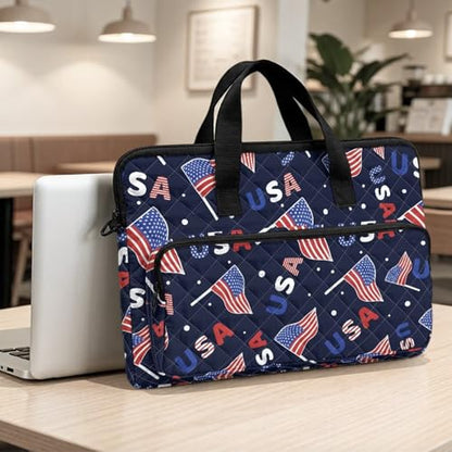 Laptop Sleeve, Laptop Cover with Adjustable Strap Computer Bag Tablet Notebook Sleeves Handbag Messenger Briefcase - color: American Flag