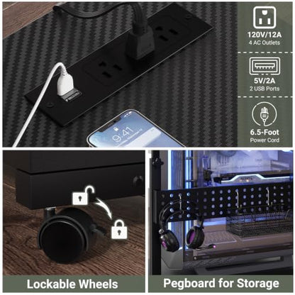 Besiost Computer Tower Stand with Outlets, PC Stand for Floor - size: 32"