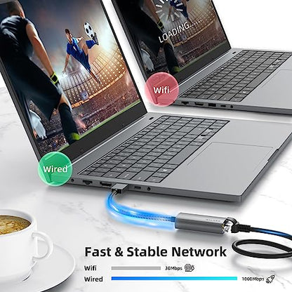 USB 3.0 Ethernet Adapter, WALNEW 1000Mbps Gigabit USB to Ethernet LAN Network Adapter, Aluminum USBA Male to RJ45 Female Cable Converter for MacBook,Chromebook,Surface, Laptop,Desktop,PC | Plug & Play, USBA to RJ45 Female LAN for MacBook, Chromebook, Surf
