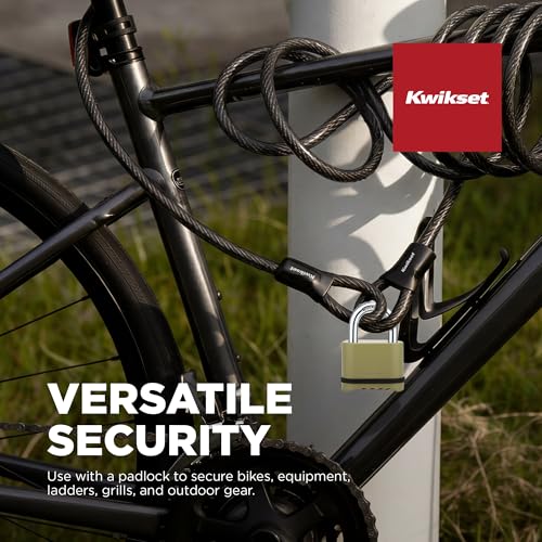 Kwikset Looped End Security Cable, 15 ft, 5/8 in Diameter, Steel, Black | Loops Through Bikes, Ladders, Grills and Equipment for Use with Any Padlock; 15 ft of Flexible Steel - size: 5/8" Diameter