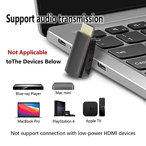 YACSEJAO HDMI to VGA Adapter，1080P HDMI Male to VGA Female Converter with Audio Compatible with Monitor, Laptop, Computer, PC, Desktop, Projector, HDTV, Chromebook, Ultrabooks and More
