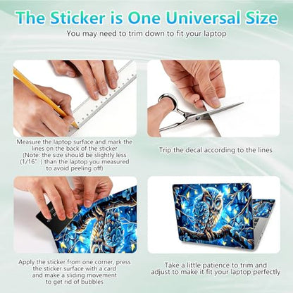 Laptop Skin Sticker Decal 12"-15.6" Universal Laptop/Notebook/Netbook Vinyl - Waterproof Scratch Resistant,Fits HP Dell Lenovo MacBook,2 Free Wrist Pads,Easy Apply & Remove,Blue Owl Cute - color: Blue Owl Cute
