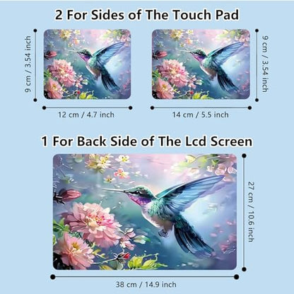 Universal Laptop Skin Sticker with 2 Wrist Pad Skins, Waterproof Scratch Resistant Vinyl Laptop Cover Decal, Cut to Fit for 11–15.6 Inch MacBook HP Dell Lenovo, Hummingbird Flowers - color: Hummingbird Flowers