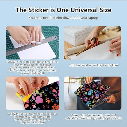 Universal Laptop Skin Sticker with 2 Wrist Pad Skins, Waterproof Scratch Resistant Vinyl Laptop Cover Decal, Cut to Fit for 11–15.6 Inch MacBook HP Dell Lenovo, Color Dog Paws - color: Color Dog Paws