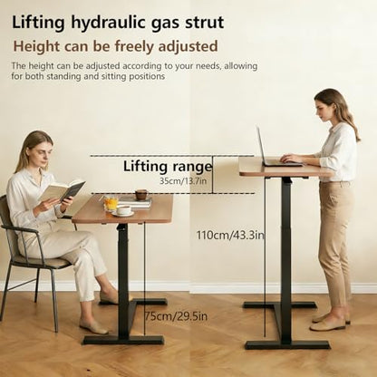 Adjustable Height C Shaped Side Table, Top Tilting Laptop Stand Table with Hidden Wheels,Mobile Couch End Tables That Slide Under,Rolling TV Coffee Table for Sofa/Bed,Brown,27.5''x15.7''x43.3''