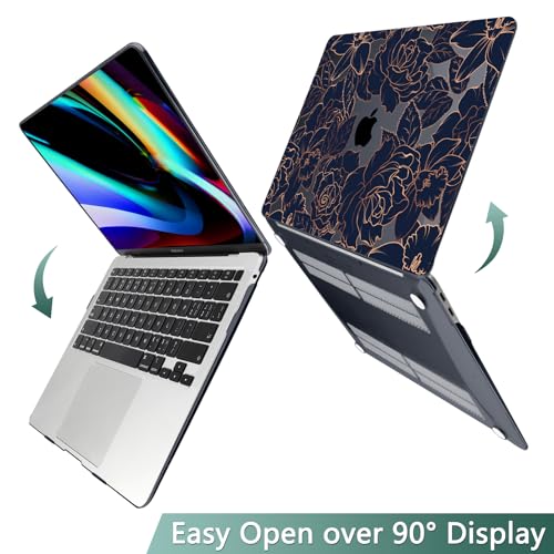 TWOLSKOO Compatible with MacBook Air 13 inch Case 2021-2018 Release A2337 M1 A2179 A1932 Retina Display Touch ID, Plastic Hard Shell & Keyboard Cover & Screen Protector, Elegant Roses - color: Elegant Roses X822