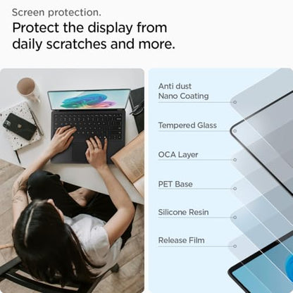 Spigen Tempered Glass Screen Protector [GlasTR Slim] Designed for New Surface Laptop 13.8 inch [9H Hardness] - size: 13.8 inch