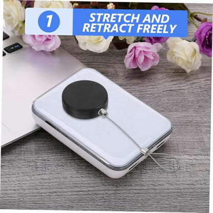 2pcs Retractable Anti-Theft Cable Lock Security Rope Portable Locking Cable for Remote Control Steel Tether Attachment for TV and Laptop