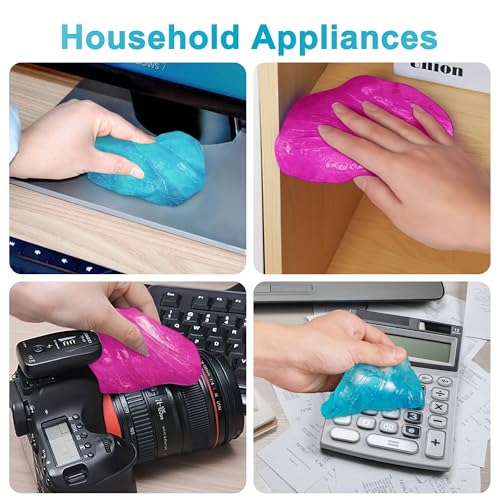 Car Cleaning Gels, 4-Pack Universal Auto Detailing Tools Car Interior Cleaner Putty, Dust Cleaning Mud for PC Tablet Laptop Keyboard, Camera, Printers, Calculator - 320g (2.8oz/pcs) - color: Blue,Pink