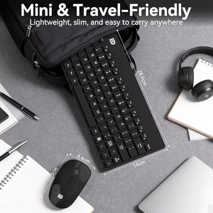 MangoEra Compact Wireless Keyboard & Mouse Combo, Quiet Office Set | Mini Cordless Computer Keyboard and Mouse Set with Quiet Silent Click. Small Travel USB Desktop Combo for PC and Mac