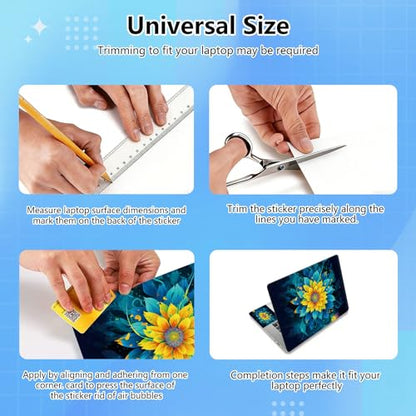 Universal Laptop Skin Sticker Decal for 11.6”12" 13" 13.3" 14" 15" 15.4" 15.6" Reusable Waterproof Scratch-Scratch Resistant Protective Vinyl Laptop Notebook Skin Stickers - Green Yellow Sunflower - color: Green Yellow Sunflower