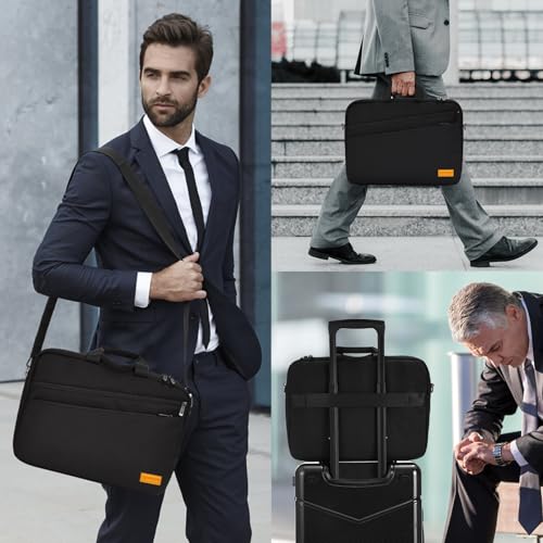 bagasin 17 17.3 inch Laptop Computer PC Shoulder Bag Carrying Case | Water-Repellent Fabric Briefcase, Lightweight Toploader, Business Casual or School - color: Black, size: 17-17.3