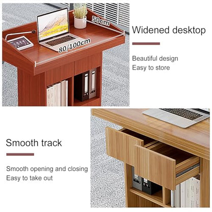 Portable White Floor Standing Podium - Sturdy Wooden Lectern with Large Desktop for Church, Conference, Speech, and Public Speaking - Ideal Presentation Tool