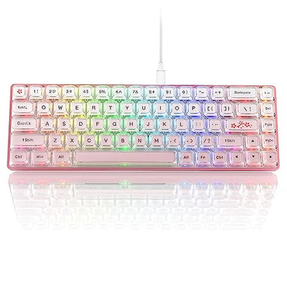 Womier 60% Keyboard Gaming Pink - Wired Pink Creamy Mechanical Keyboard | Hot-Swappable RGB Custom Mini Key board with Arrow Keys/Software Supported, Prelubrication Linear Switch (WK68-Pink) - color: WK68-Pink