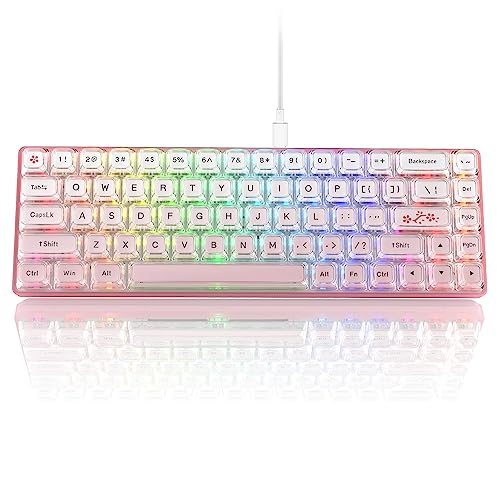 Womier 60% Keyboard Gaming Pink - Wired Pink Creamy Mechanical Keyboard | Hot-Swappable RGB Custom Mini Key board with Arrow Keys/Software Supported, Prelubrication Linear Switch (WK68-Pink) - color: WK68-Pink