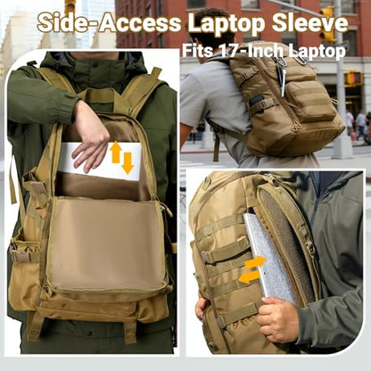 kokkoya 40L Tactical Backpack with Laptop Compartment Molle Slim Bag Men - color: Army Green
