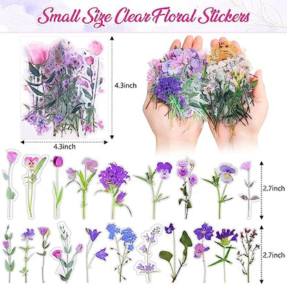 401Pcs Transparent Flower and Butterfly Stickers, Clear Floral Scrapbook Stickers Supplies for Journal Planner Notebook Resin Card Making Laptop Cell Phone Decorating | Clear Floral Scrapbook Stickers for Resin Crafts, Journal Planner Supplies, Card Makin