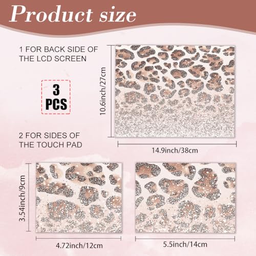 PLIGREAT Glitter Leopard Print Laptop Skin Stickers Fits 12" 13" 13.3" 14" 15 inch Laptop Gradient Creative Style Universal Removable Waterproof Notebook Art Decals PC Protector Cover Sticker - color: Glitter Leopard Print