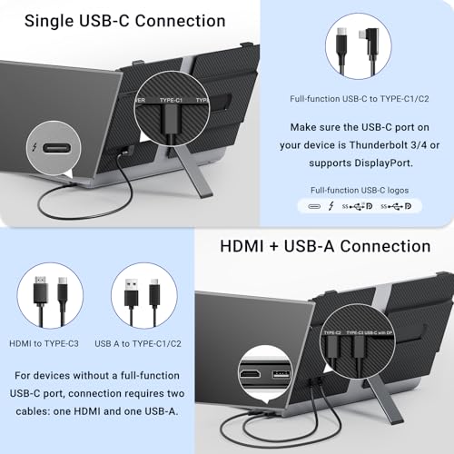 Laptop Screen Extender, 14" FHD 1080P Laptop Monitor Extender, Ultra-Thin Portable Monitor for Laptop with USB-C/HDMI Port, Plug & Play for Windows/Mac/Android/Switch/PS5/Chrome - size: 14"