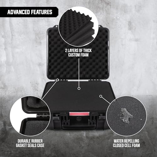 Durabox All Weather Hard Case 19 x 17 x 8” - TSA Approved Hard Shell Travel Case with Customizable Foam for Cameras, Lenses, Laptops, Electronics, Guns, Pistols and Other Gear - size: Large 19 x 17 x 8"