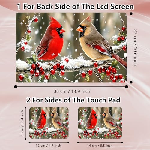 Laptop Skin Sticker Decal 12" 13" 13.3" 14" 15" 15.6",Waterproof Scratch Resistant Vinyl,Reusable Easy to Apply,for MacBook HP Dell Notebooks Netbooks Laptop,2 Wrist Pads,Cardinal Bird Tree - color: Cardinal Bird Tree