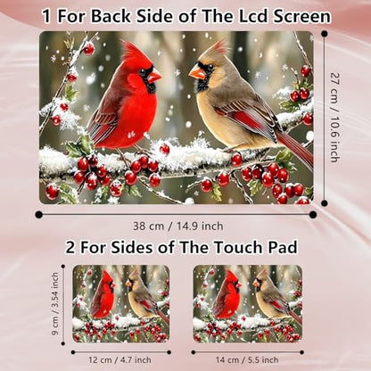 Laptop Skin Sticker Decal 12" 13" 13.3" 14" 15" 15.6",Waterproof Scratch Resistant Vinyl,Reusable Easy to Apply,for MacBook HP Dell Notebooks Netbooks Laptop,2 Wrist Pads,Cardinal Bird Tree - color: Cardinal Bird Tree