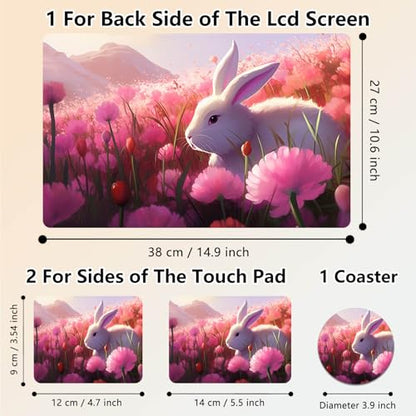 Laptop Skin Sticker Decal 15.6 Inch,12 13 13.3 14 15 15.6 in Laptop Netbook Skins for Notebook,Art Decal Removable Waterproof Scratch Resistant,Universal Vinyl Cover,Bunny Pink Flower - color: Bunny Pink Flower