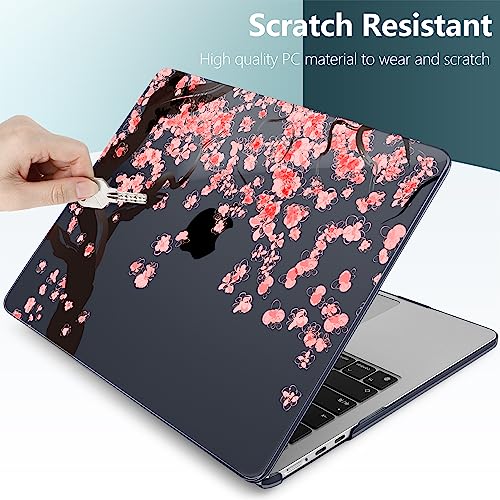 DONGKE for MacBook Air 13 Inch Case M5 2026 M4 2025 M3 M2 2024-2022 A3449 A3240 A3113 A2681, Plastic Hard Shell & Keyboard Cover & Screen Film for MacBook Air 13.6 Inch Case - Cherry Blossoms - color: Cherry Blossoms