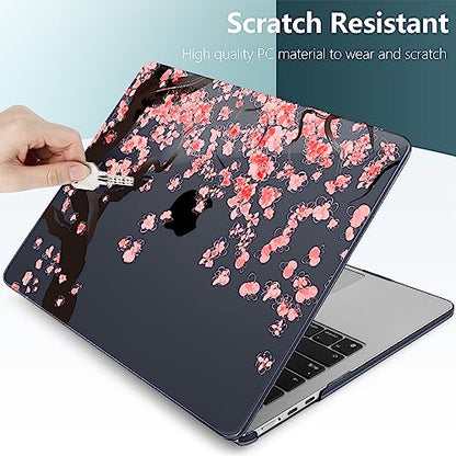 DONGKE for MacBook Air 13 Inch Case M5 2026 M4 2025 M3 M2 2024-2022 A3449 A3240 A3113 A2681, Plastic Hard Shell & Keyboard Cover & Screen Film for MacBook Air 13.6 Inch Case - Cherry Blossoms - color: Cherry Blossoms