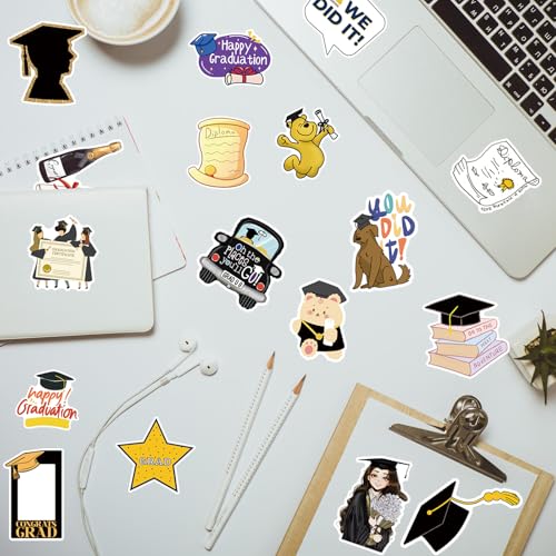 XZENTIRA 104 PCS Graduation Stickers, Class of 2026 Stickers Vinyl Waterproof College Stickers for Graduation Decorations, Graduation Party Favor, 2026 Graduation Decals for Water Bottle, Laptop - style: Graduation
