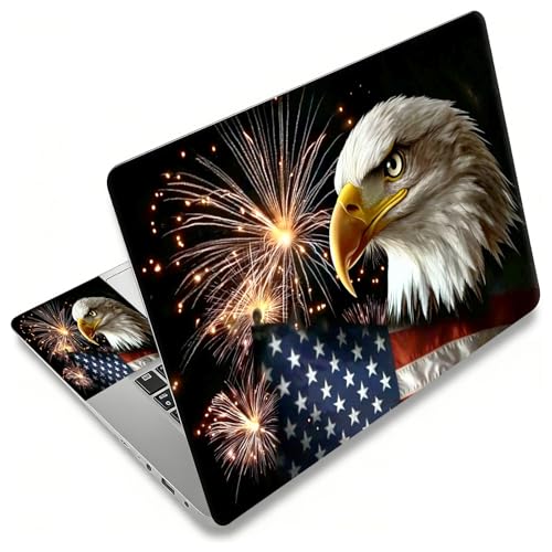 Laptop Skin Sticker Decal, Universal Reusable Vinyl Laptop Cover for 12" 13" 13.3" 14" 15" 15.4" 15.6" Notebook PC, Reusable Waterproof Scratch-Resistant with 2 Wrist Pads,American Flag Eagle - color: American Flag Eagle