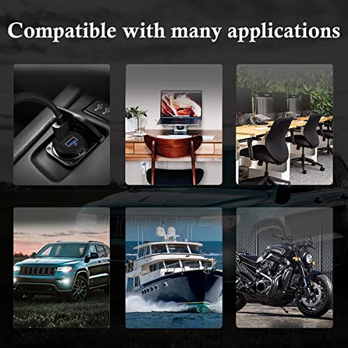 Alloy Dual Port USB 3.0 Car Dashboard Flush Mount Cable, Male to Female with LED Indicator Extension Cable for Car Truck Boat Motorcycle Dashboard Panel 1ft - style: Dual Port 1ft