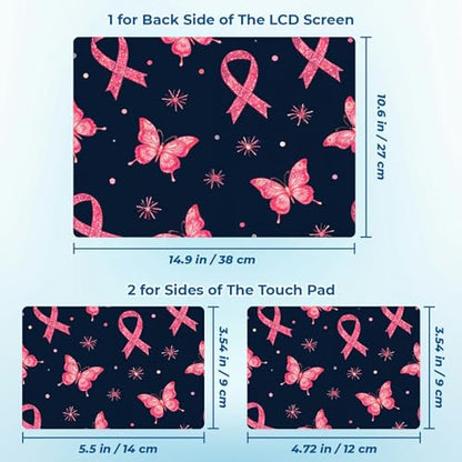 Reusable Universal Laptop Skin Sticker, Cut to Fit for 11.6–15.6 Inch Laptops, Waterproof Protective Film, No-Residue - Pink Ribbon Butterflies - color: Pink Ribbon Butterflies