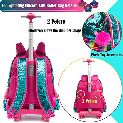 School Kids Rolling Backpack for Girls 3PCS With Trolley Wheeled Backpacks - color: Green-220308-l